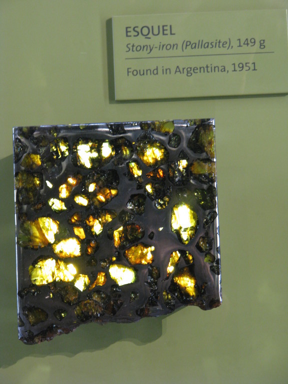 A beautiful piece of the Esquel Pallasite, showing off the translucent olivine crystals.