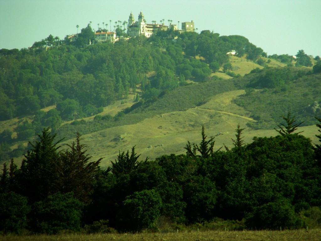 View from near the shoreline up to Hearst Castle.