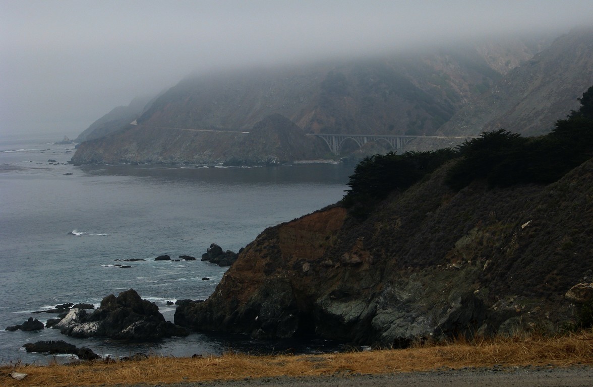 Foggy California shoreline.