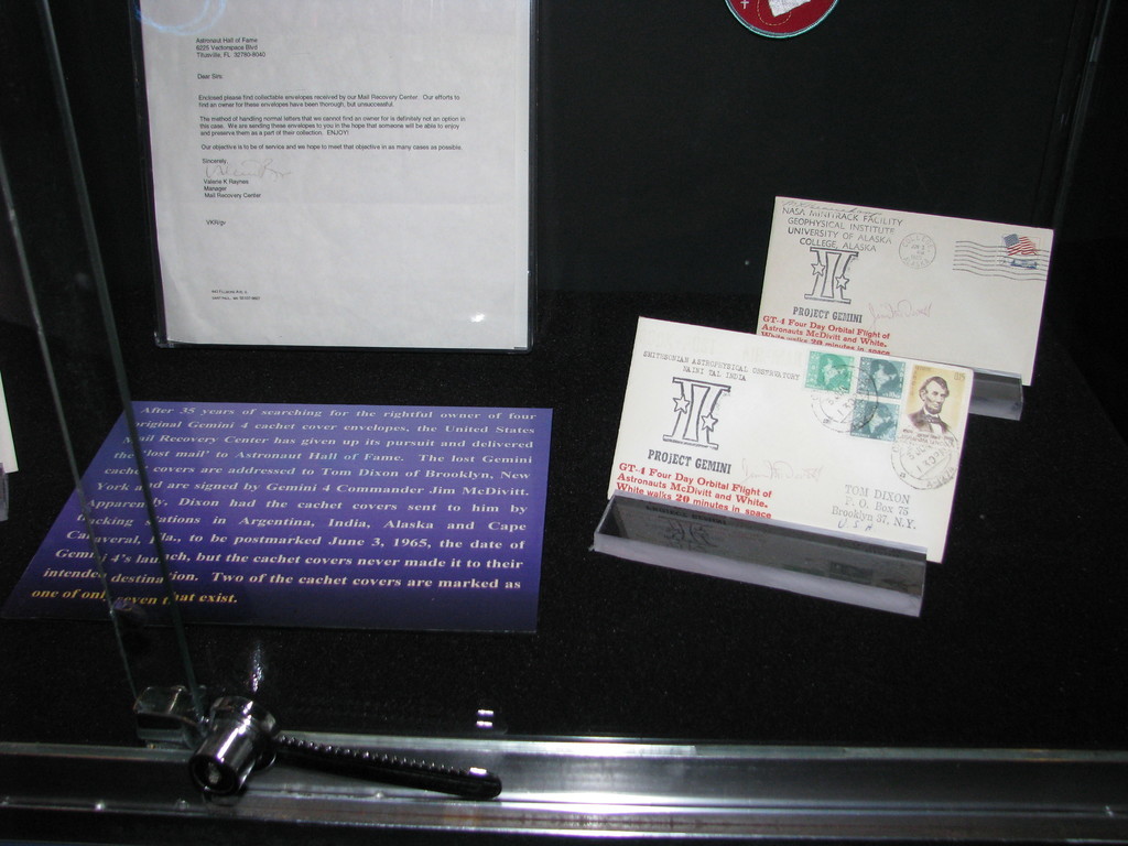 Postcards memorizing the Gemini 4 mission, at the Astronaut Hall of Fame.