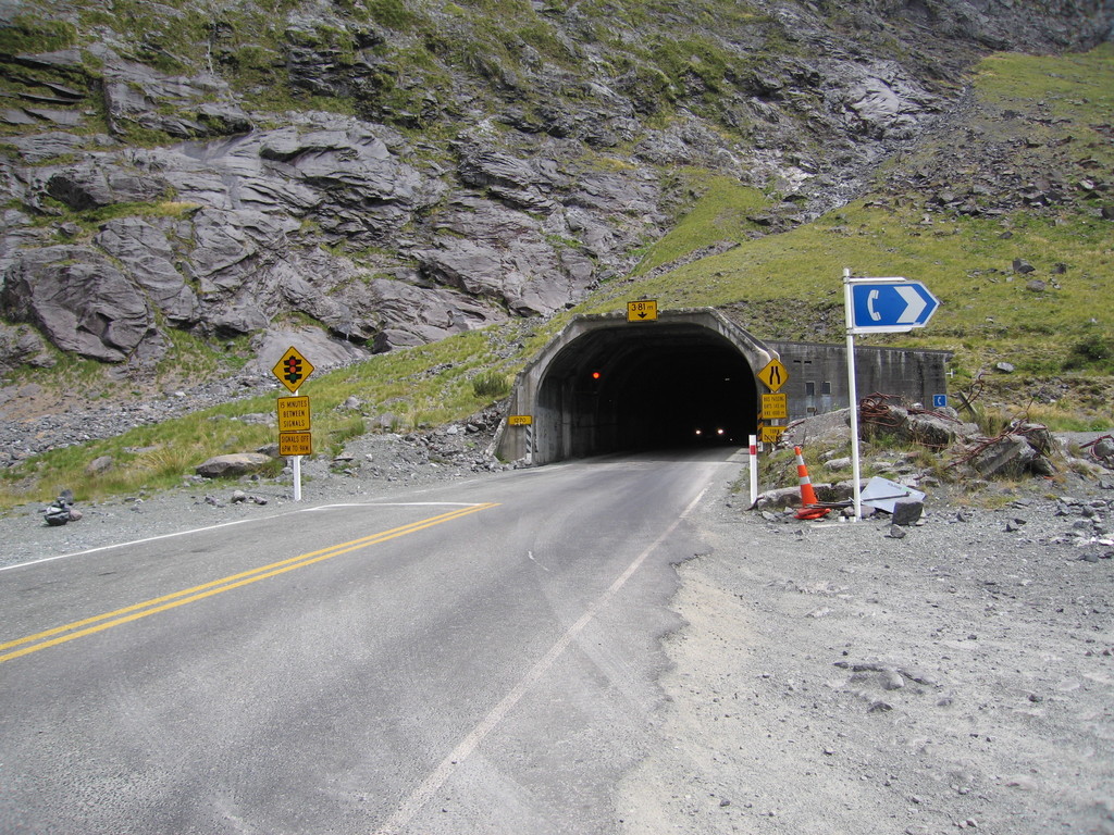 Homer tunnel near Milford, hardly wider than the average lane in New Zealand.