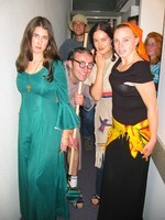 At our P party on 1 May, from left to right: Erin the plantagenet, Nicolas the Pizza (back), Daniel the pervert (front), Elizabeth as Pocahontas, Kirsten the psychic, Charlene the pacific painter.