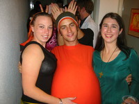 Kirsten the psychic, Tobias the pumpkin and Erin the plantagenet. Mysteriously, everybody felt constantly tempted to punch and/or rub my tender orange belly.