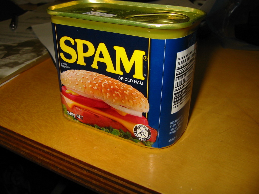 SPAM, the eponym for spam eMails and, unfortunately, not sold in Germany.