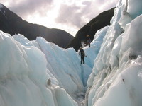 Our guides, carving fresh steps into the ice (soon afterwards, they noticed that they had led us into a dead end).