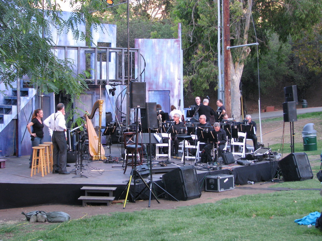 Setup for Symphony in the Glen (Griffith Park), which mixed Shakespeare and some music.