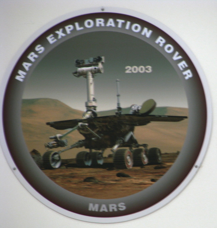 Close-up of the MER mission patch in the JPL clean room.