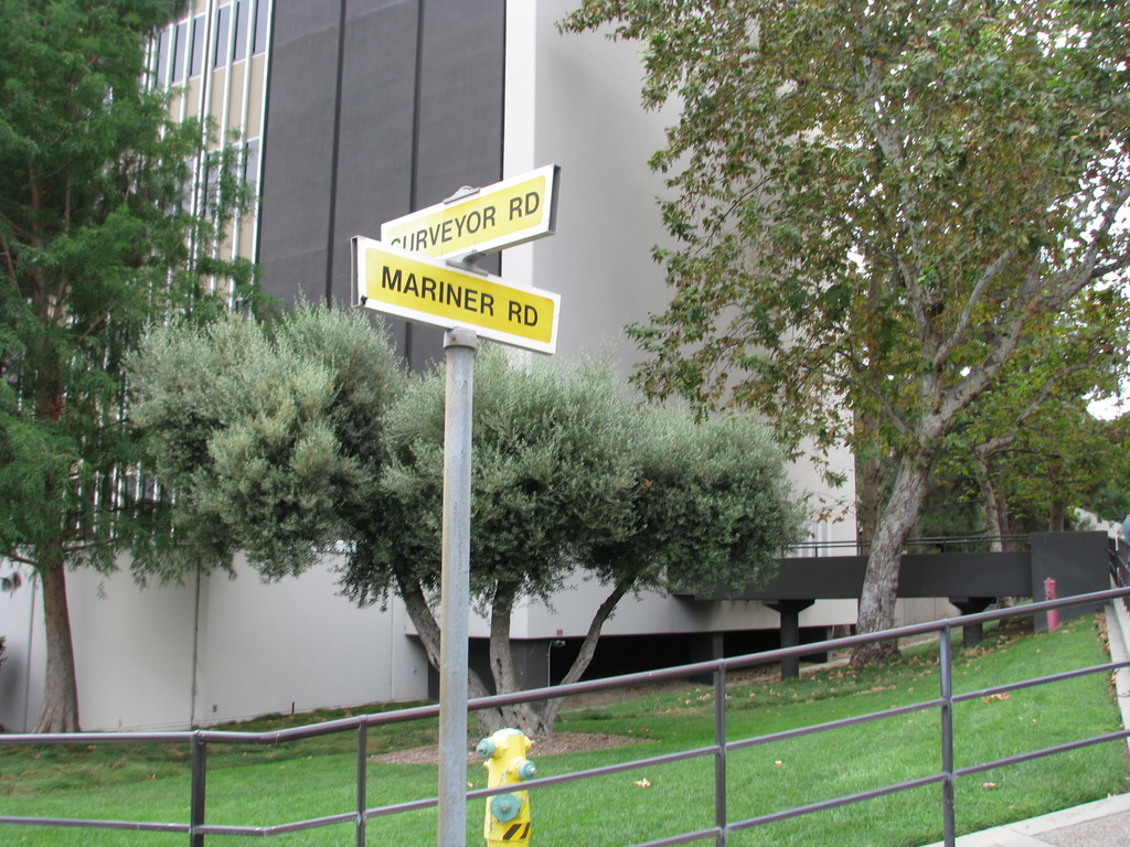 Street names on the JPL campus.