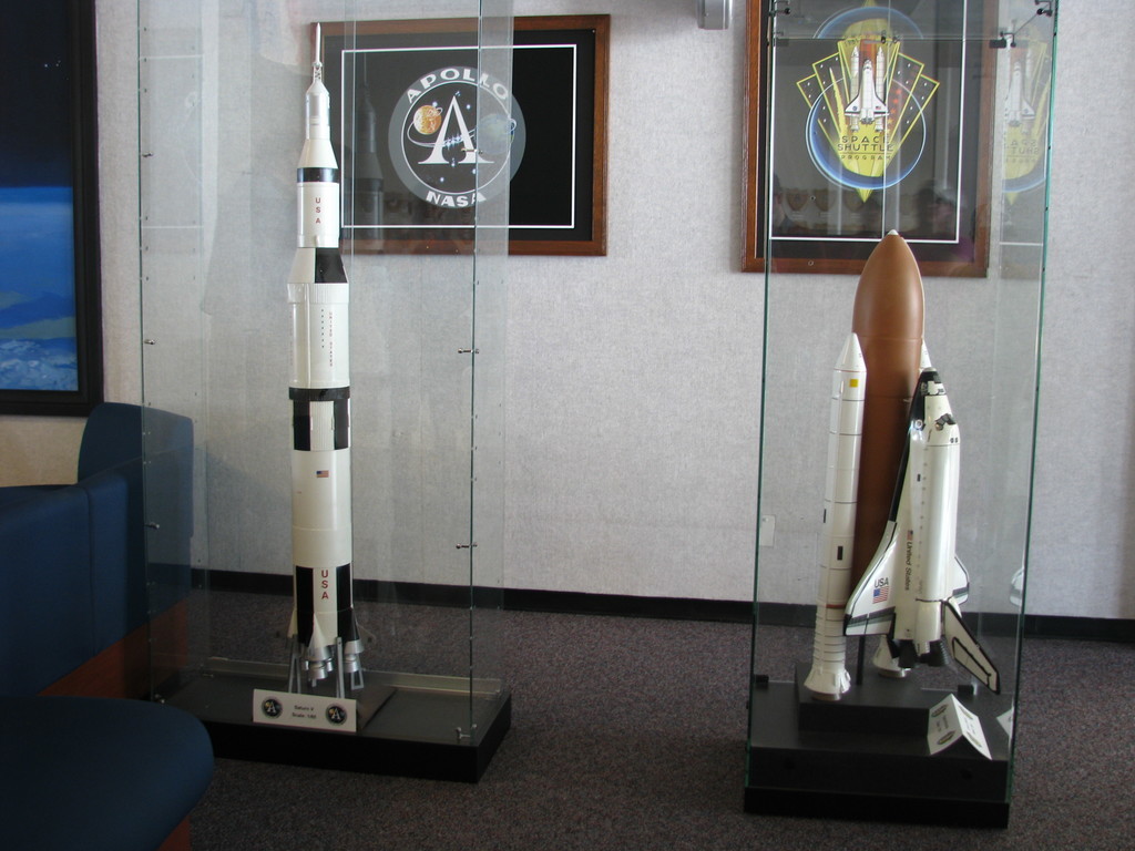 Saturn V and Space Shuttle models, a little nicer than the junk they're selling in the souvenir shop.