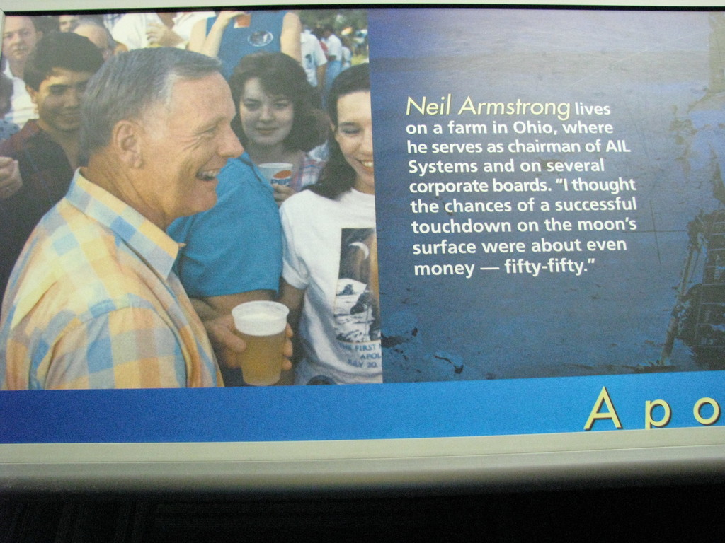 It's also a shame that the Astronaut Hall of Fame still has Neil Armstrong living on a farm in Ohio; he died over two years before this photo was taken.
