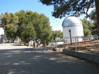 At Mt Wilson observatory; the small dome in the right background is part of the CHARA Interferometric Array.