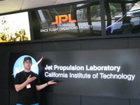Me in front of JPL's flight ops facility/mission control.