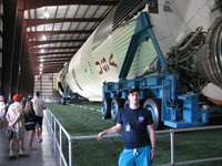 Me in front of the gigantic (110.6m long) Saturn V at JSC. That three Saturn Vs remain today is probably the best thing that came out of the premature cut of the Apollo program's funding.
