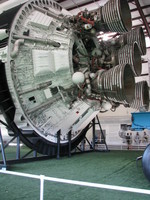 Five J-2 engines on the Saturn V's second stage, S-II. This one here is the very last S-II ever built, namely S-II-15.