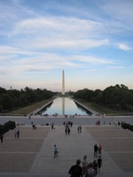 View from the Lincoln Memorial over the Reflecting Pool and Washington Monument.