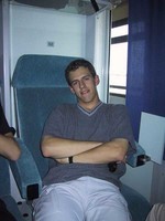 daniel relaxing in the train