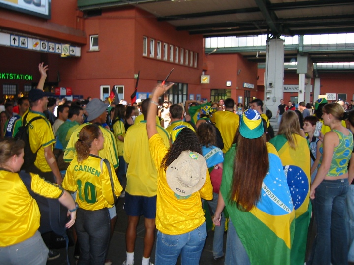 brasilians in happy anticipation of the football world cup finals