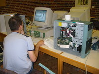 Jochen Eisinger is setting up the template contestant computer from which the partition images will be taken.