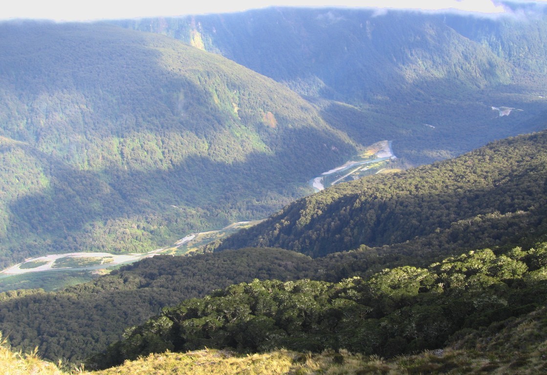 View into the Hollyford Valley from Conical Hill (1515m)