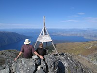 View onto Garnet Bay and Lake Te Anau from Mt Luxmore's summit (1472m)