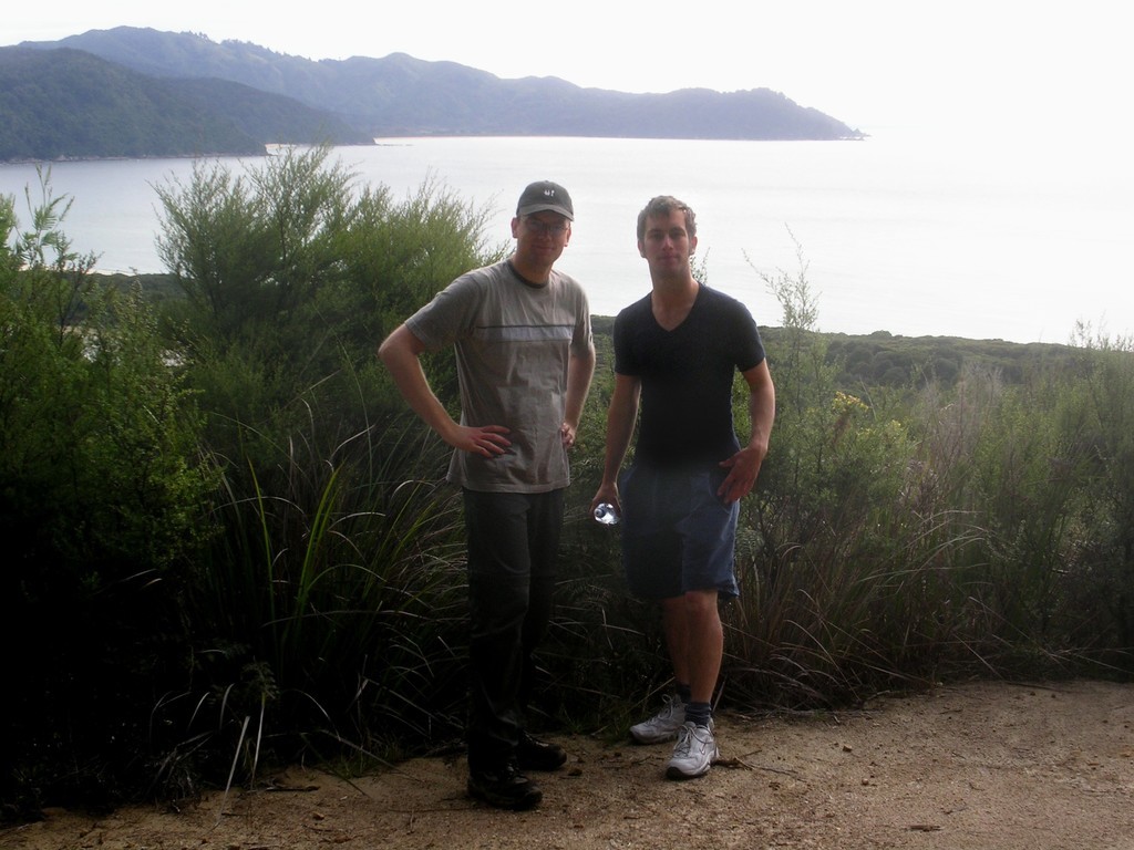 Karsten and me, on our way back from Whariwharangi Bay over Gibbs Hill