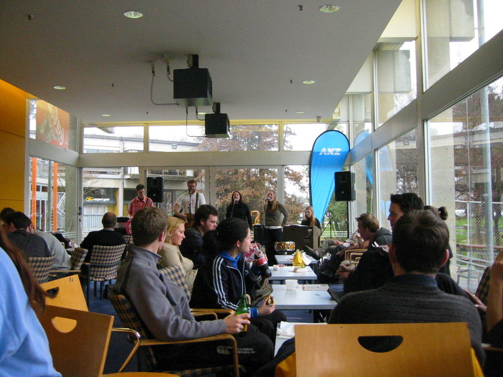 Part of the University of Canterbury Students' Association (UCSA)'s cafeteria, and the 'Sweet Hearts' (now renamed to 'The Sparrows') that were playing there.