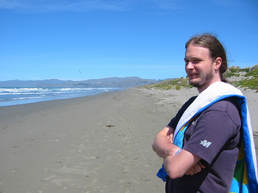 Christian on New Brighton beach (a suburb of Christchurch)
