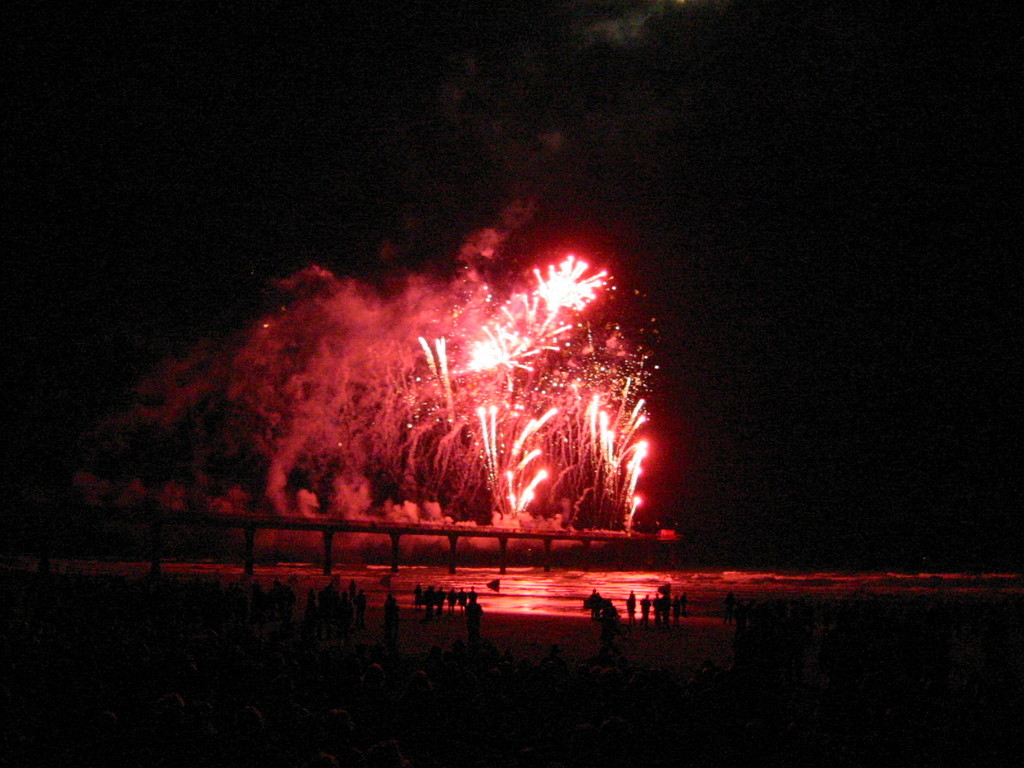 Fireworks started from New Brighton's pier, celebarting Fawkes Night on the 5th of November.