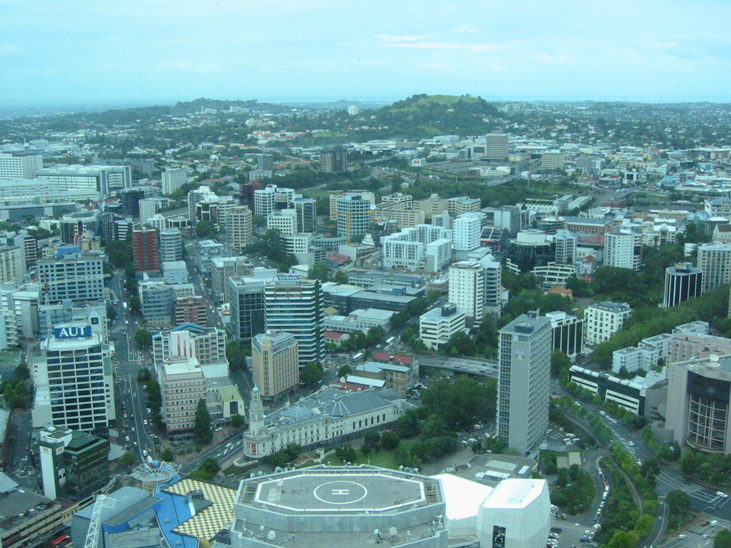 view over Auckland - one tree hill AKA no tree hill is visible in the background, on the left